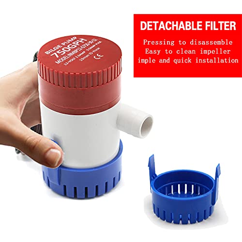 Jamgoer CA4-FBA-K3009 Marine Dc Submersible Boat Bilge Water Pump 750 Gph 12V Cruise Ship Yacht Drainage Pump 3/4 Inch Hose Outlet thumb #2