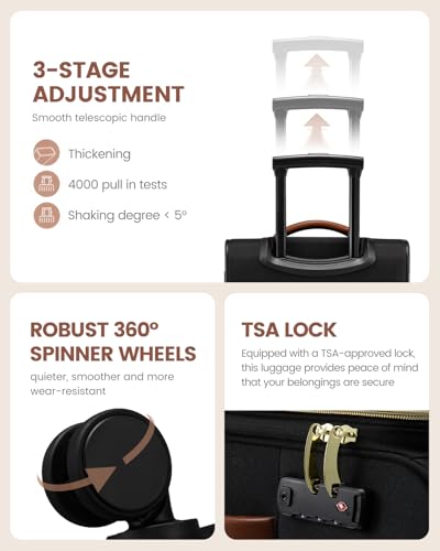 LOVEVOOK Carry On Luggage 22x14x9 Airline Approved, 20 Inch Suitcases with Spinner Wheels, Softside Carry on Suitcase with TSA Lock for Travel, Water-Resistant Large Capacity Luggage for Women Men4