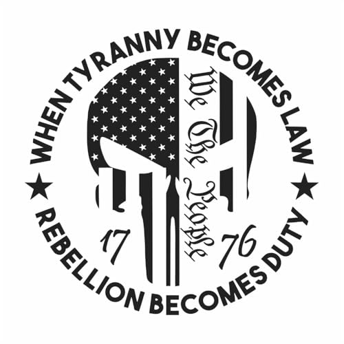 Image of We The People Sticker Decals 1776 Distressed American USA Flag Skull Decal, Patriotic Vinyl Decal for Auto Car Truck SUV Window (Black, M#)