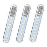 WATIIFUFU 3 Stück USB Nachtlicht mit Weißen LED Lichtern Energiesparende Kreative Kleine USB Tischlampen aus Hitzebeständigem PC Material Vielseitig für Laptop Schreibtisch und Dekoration