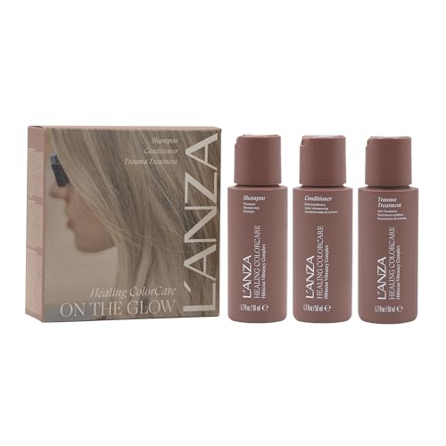 LANZA Healing Colorcare Mini Hair Care Kit Color-Safe Shampoo Conditioner & Trauma Treatment Leave-In for Dry Damaged or Treated Hair Anti-Fade Formula Moisturizes Adds Vibrance & Shine