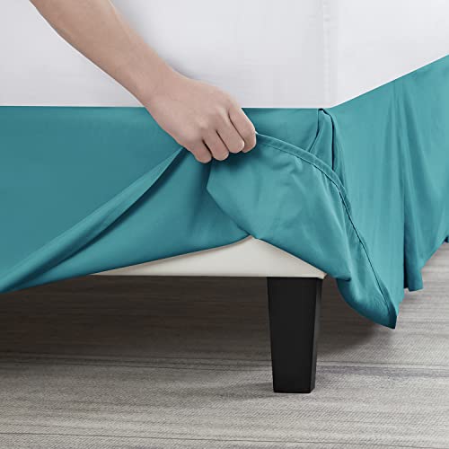 Image of Nestl Teal Full XL Bed Skirt - Full XL Size Bed Skirt 14 Inch Drop - Brushed Microfiber Bed Skirts - Hotel Quality Pleated Bed Skirt - Shrinkage & Fade Resistant