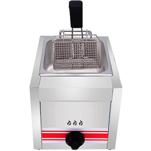 Freidora de gas, máquina de freír comercial de acero inoxidable para papas fritas, pollo, anillos de cebolla, calefacción de alta potencia para uso en catering