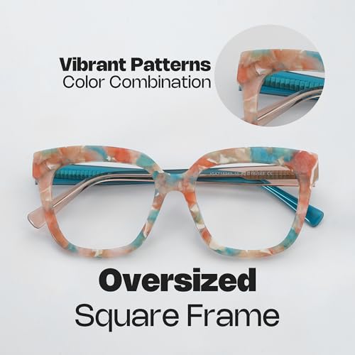 Image of Zeelool Glasses Frame for Women, Square Fashion Eyeglasses Eyewear Frame with Non-prescription Clear Lens & Spring Hinges ZJGA716969-10