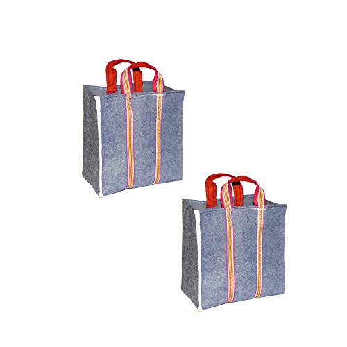 SAI BALAJI Pack of 2 Bags Large Size Canvas Grocery Bag/Vegetable Bag/Shopping Grocery Bag/Market Bag/Kitchen Essentials Bag Reinforced Handles with 6 Months Guarantee SB:24