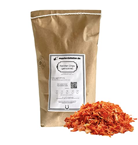 mypferdefutter Karottenchips für Pferde - ohne Zusätze - als Leckerli oder zur Verfeinerung des Futters (500 g)