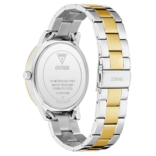 Image of GUESS Round 44mm Green Dial Analog Men Watch - U1467G4M