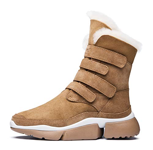 AUMU Classic Retro Hook and Loop Suede Sheepskin Elevator Hiden Heel Winter Snow Boots3