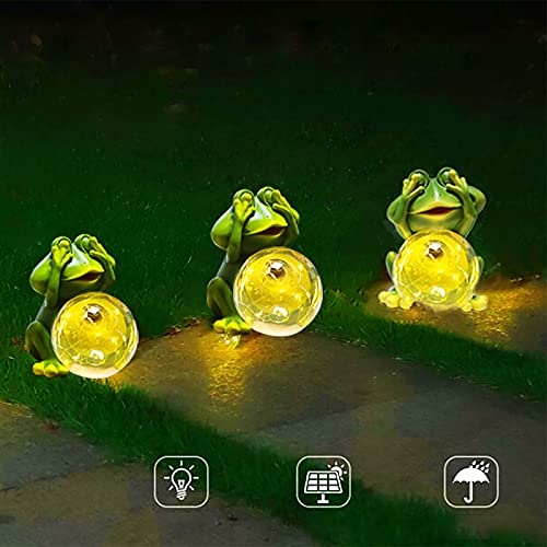 Vcdsoy Garden Frog Decor Figurines, Solar Lights Outdoor Decorative Waterproof Cute Garden Sculptures & Statues For Patio Yard Lawn Clearance Ornaments (1 Pack) #TOP1