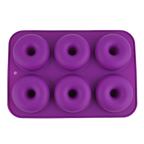 Selecto Bake Silicone Donut Moulds Silicon Doughnut Mould Large Non-Stick 6 Cavity Molds Doughnut Tray Donut Pan Bagel Baking Tin Muffin Cupcake Biscuit Doughnut Maker Bakeware Purple