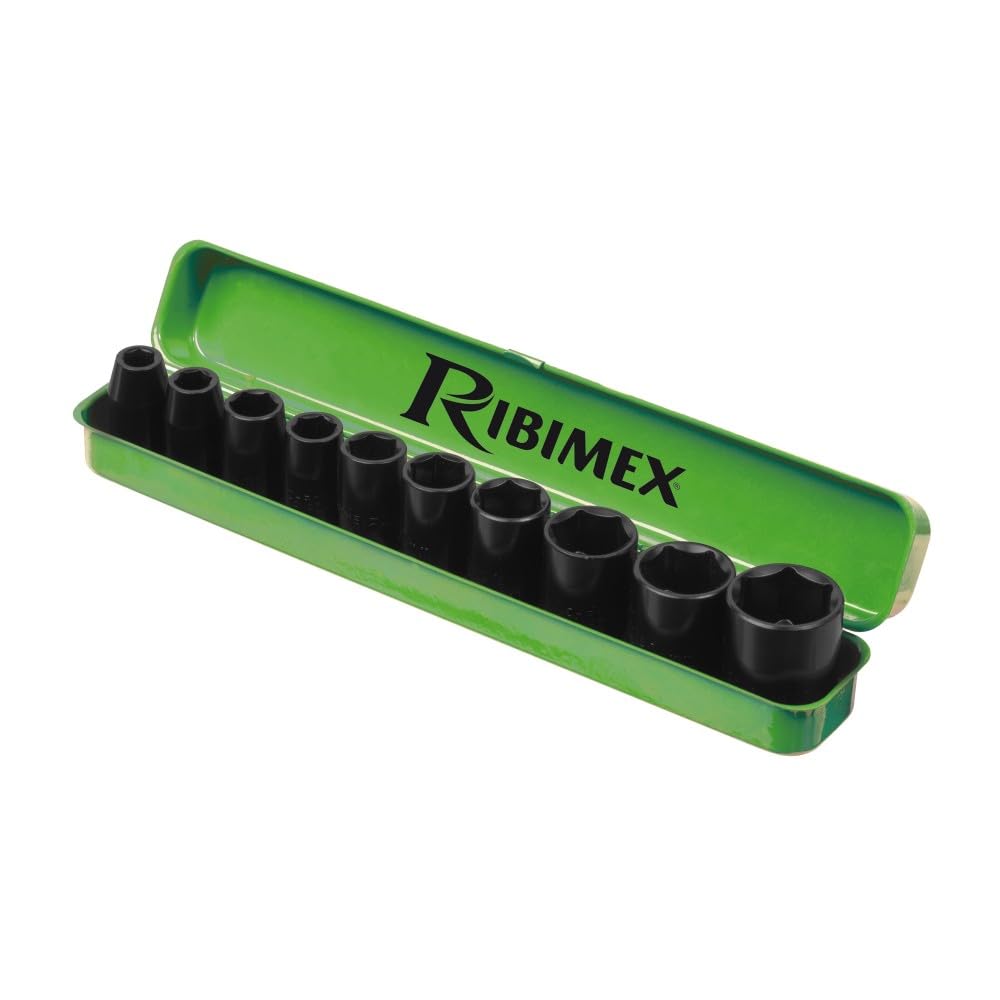 Ribitech Jeu de douilles 38 mm 6 pans, 1/2 pouce drive – lot de 10