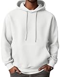 COOFANDY Men's Knit Hoodie Pullover Casual Long Sleeve Drawstring Hooded Sweatshirt White