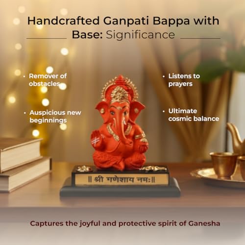 Image of Divine Hindu Ganpati Resin Idol for Car Dashboard & Home Decor | Lord Ganesha Murti Showpiece | Ganesh Chaturthi Diwali Housewarming Gift | Pooja Mandir Spiritual Decor | 7cm Government Lab-Cert