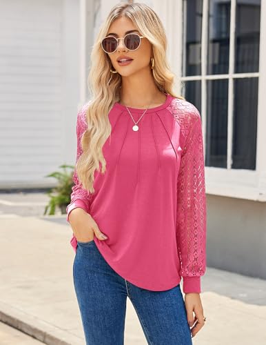Image of HOTOUCH Women's Lace Long Sleeve Spring Dressy Casual Business Work Trendy Shirts