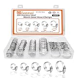 Dianrui 42PCS Hose Clamps Kit Box 1/4'–1-1/8' 304 Stainless Steel Radiator Pipe Clamp Assortment for Fuel Line, Plumbing, Intercooler and Tube K1-052-BOX