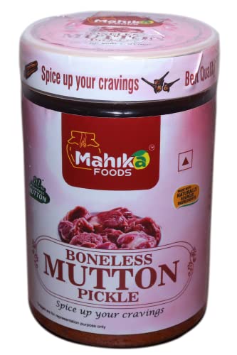 MAHIKA FOODS Andhra Style Homemade Fresh Boneless Mutton Pickle, Gosht Ka Achar Authentic Taste of Tradition, Spicy, with No Added Preservatives, 1Kg