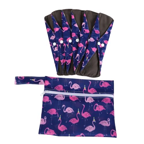 ibasenice Compresas Sanitarias Reutilizables de Bambú con Botón Presión Absorbentes y Lavables con Bolsa de Viaje Paquete de Unidades para Flujo Menstrual y Protección Lateral