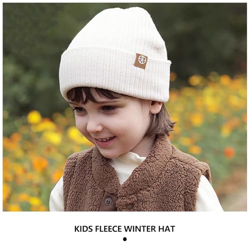 Image of Kids Winter Hat Scarf Gloves Set - Thermal Knitted Beanie with Soft Fleece Neck Warmer for Children Aged 2-8