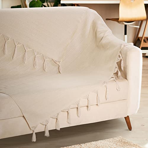 Manta Para Sofá Gigante 3,00 X 2,00 Bege Cru Decoração Sala