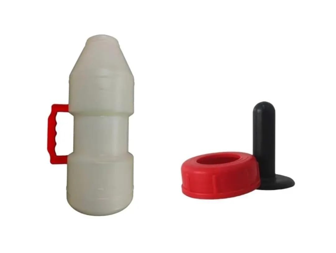 THULIR AGRO TECH Cow Calf Feeding Bottle with Nipple | 2.5 LTR | Durable Plastic | Non Toxic Polyethyelene | Soft Rubber Nipple | Easy to Fill and Clean | Plastic Feeding Bottle for Cows