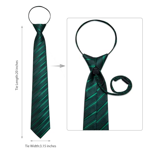 Image of DiBanGu Mens Zipper Ties Silk Adjustable Necktie Pocket Square