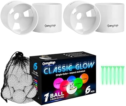 KINGTOP 4 Inches Golf Hole Cup and LED Glow Golf Ball Bundle
