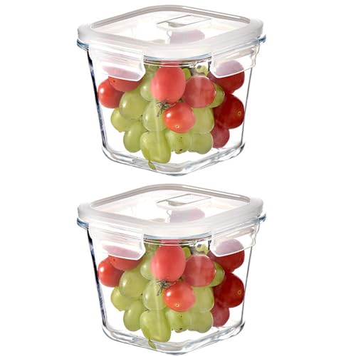 S.ROKE TTAN Square Glass Food Storage Containers, Glass Soup Containers With Lids, Airtight Square Food Storage Container, Meal Prep Bowls set, BPA-Free, Freezer, Dishwasher, Oven Safe -2 Pack