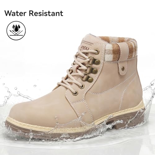 ANJOUFEMME Casual Winter Hiking Boots For Women - Womens Outdoor Snow Ankle Boots Waterproof Lightweight Lace up Fur Lined Walking Hiking Shoes - Image 5