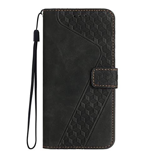 Coque en cuir iPhone 14 Plus étui portefeuille noir à rabat avec fentes cartes