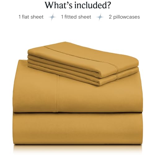 Image of LuxClub Twin Sheets - Soft Bed Sheets for Kids, 4 PC Deep Pockets 18 inch Eco Friendly Wrinkle Free Fitted Sheets Machine Washable Hotel Bedding Silky Soft Medallion Gold