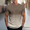 Gubsssl Tshirts Men UK Striped T-Shirts Teenager Contrasting Colour Shirts Casual Short Sleeves Graphic Tee Fashion T Shirt Summer Top Comfortable Workwear Clothes Streetwear Wear Khaki XXL #1