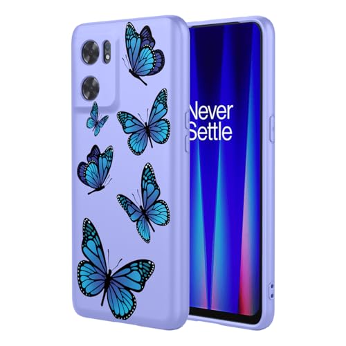 Coque OnePlus Nord CE 2 5G antichoc en TPU souple violet papillon
