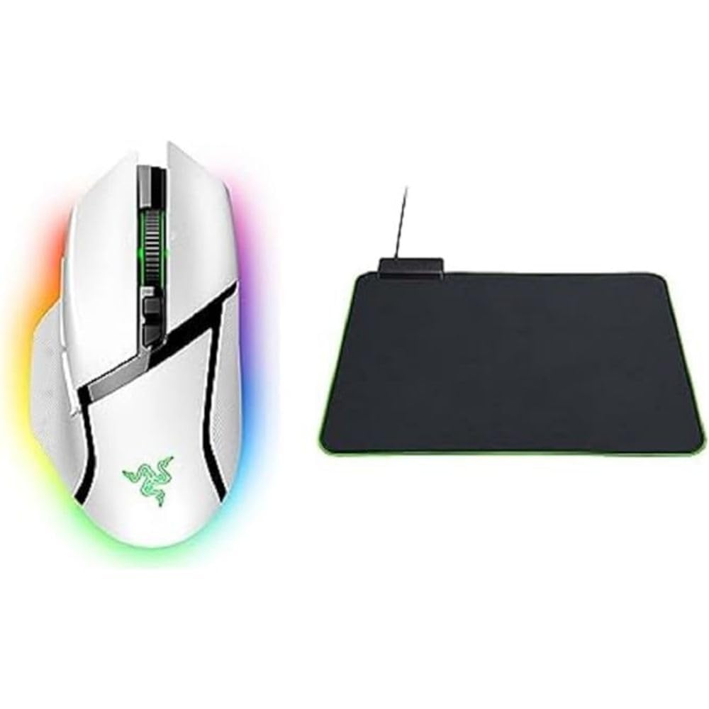 Razer Basilisk V3 Pro + Gigantus V2 Medium - Ratón inalámbrico personalizable para juegos con rueda basculante HyperScroll, sensor óptico 30K y alfombrilla blanda para juegos con iluminación RGB