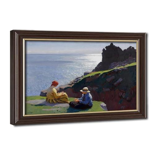 Impression sur toile Laura Knight On The Cliffs cadre suspendu salon