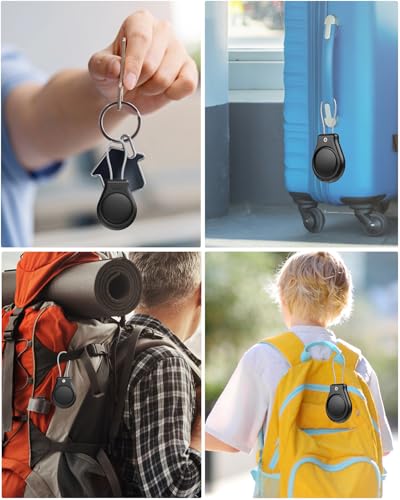 Airtag Schlüsselanhänger | Wasserdichter Anhänger für Apple Air Tag - Robuste Hülle mit Stahlseil für Kofferanhänger (Schwarz, 1er Pack)