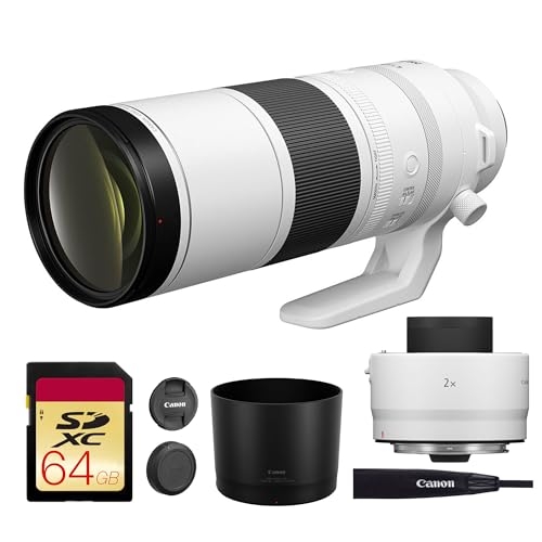 Canon RF 200-800mm f/6.3-9 is USM Lens – Full-Frame Super-Telephoto Zoom with Image Stabilization for Wildlife, Sports & Birding (6263C002) + Canon Extender RF 2X + 64GB Memory Card