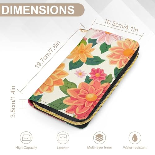 Mexico Dahlia Flower Wristlet Wallets for Men Women Leather Purse Clutch Cute Card Holder2
