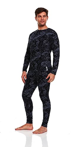 ED HARDY 2 Piece Mens Thermal Underwear Set Graphic Fleece Lined Long Underwear Mens Base Layer Shirt Long Johns4