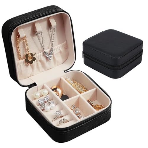 GZQINGYONG Caixa de jóias pequena estojo para mulheres e meninas, portátil Jewelry Organizer, caixa de jóias pequena mulher organizador de corrente de jóias de viagem para anéis, brincos, pulseiras e