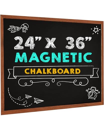 24x36 Magnetic Chalkboard – Large Rustic Wall Blackboard with Woo...