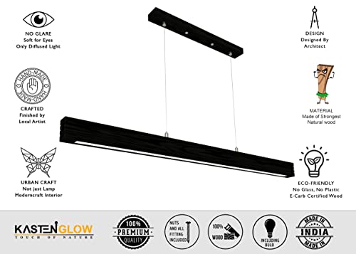 KASTENGLOW Â® Linear Wooden Pendant Light Adjustable Hanging Ceiling Light in Acrylic Shade for Restaurant, Cafe, Bar, Kitchen, Office Space, Corporate, Residences (Neutral White-4000K) (60) - Image 4