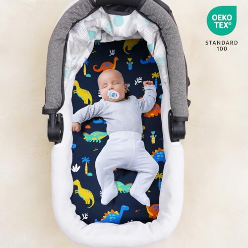 Image of david's kids 3 Pack Bassinet Sheets, Ultra Soft Breathable Comfortable Baby Sheet Set for Boys Girls Neutral, Univeral Fit for Most Cradle and Bassinet Mattress, Dinosaur