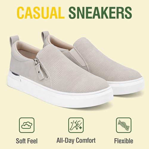 Image of Jeossy Women's Slip On Shoes Casual Fashion Sneakers 8010 Arch Support Loafers for Women with Zipper