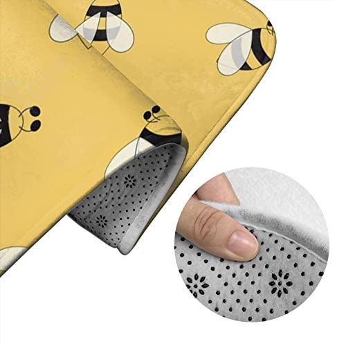 DIRYKILP Badematte + Konturmatte + Toilettendeckelbezug, Süße Biene 3 Stück Badematte Set, mit rutschfester Klebeunterseite – Bild 6