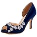 ElegantPark Women Peep Toe Rhinestones Pumps High Heel Satin Evening Prom Wedding Shoes