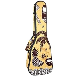 Housse pour ukulélé vintage Aloha Tiki Summer 10 mm avec rembourrage épais en éponge 53,3 cm avec sangles réglables pour… - Les Beatles, Paul McCartney, John Lennon, RIngo Starr, George Harrison