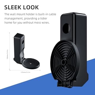 AFGHOA Wall Mount Stand for Echo Spot 2024, Outlet Hanger Stand with Built-in Cable Management, Hide Messy Wires Wall Holder, Space Saving Holder for Echo Spot,No Screws and Drill Needed,Black