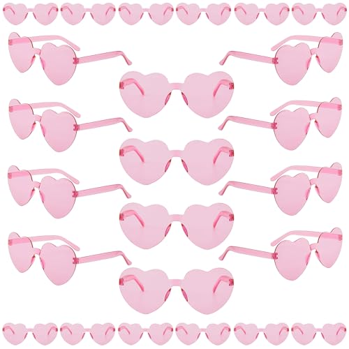 24 Pairs Heart Sunglasses Candy Heart Shaped Glasses Rimless Colored Sunglasses for Women Party Favors