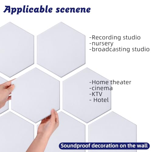 Image of 18 Pack Hexagon Acoustic Panels,12 inch X 10 inch X 0.4 inch High Density Sound Absorbing Panels Soundproof Wall Panels for Home Sound Proof Insulation Beveled Edge Studio Treatment Tiles (White) | High Density Soundproof Wall Panels For Home Sound proof Insulation Beveled Edge Studio Treatment Tiles (White)