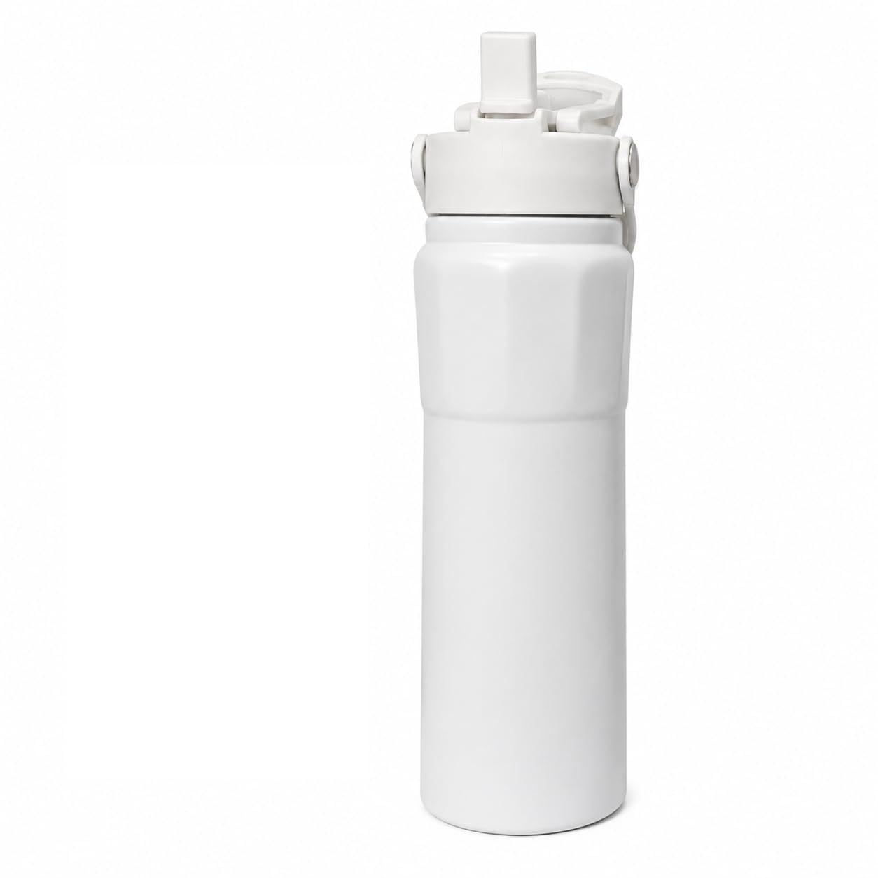 Makii Metal Water Bottle - BPA Free Leakproof Insulated Stainless Steel Sports Bottle With Straw For Gym Cycling Running (White)